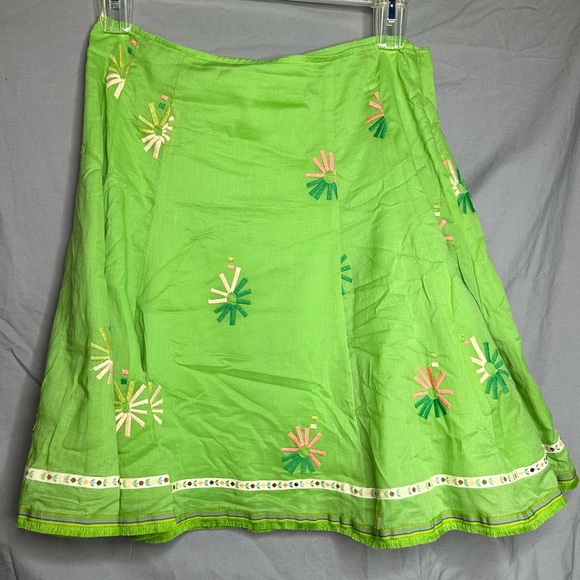 Vintage Cynthia Cynthia Steffe Green Floral Embroidered Skirt Size 10 - Picture 1 of 3